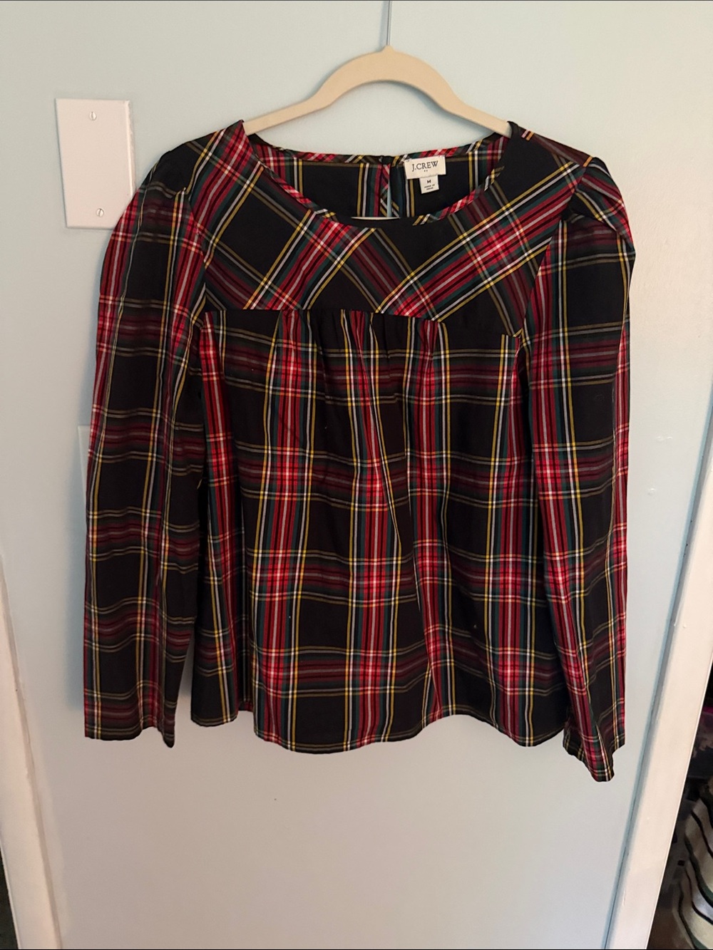 J. Crew Black Red Yellow Plaid Long-Sleeve Blouse